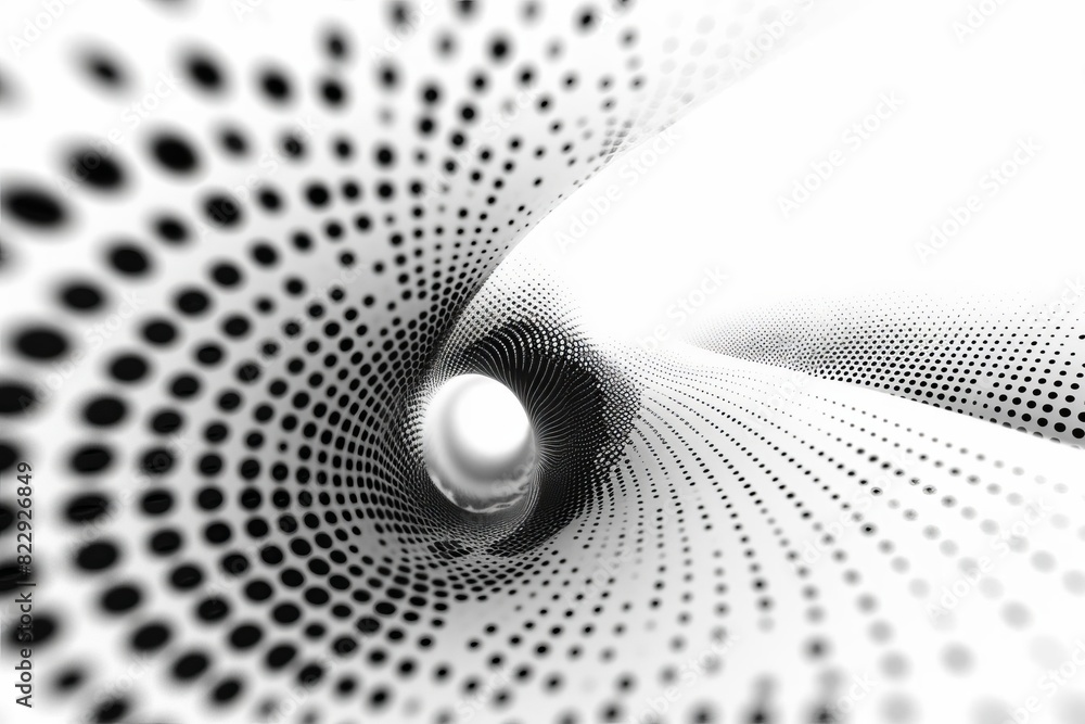 Poster create a seamless 3d animation of a twisting halftone tunnel. the tunnel should be lit from the end 
