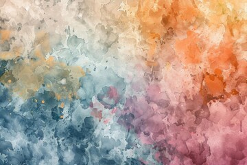 An abstract painting in watercolor. The colors are blue, orange, and pink. The painting has a light and airy feel.