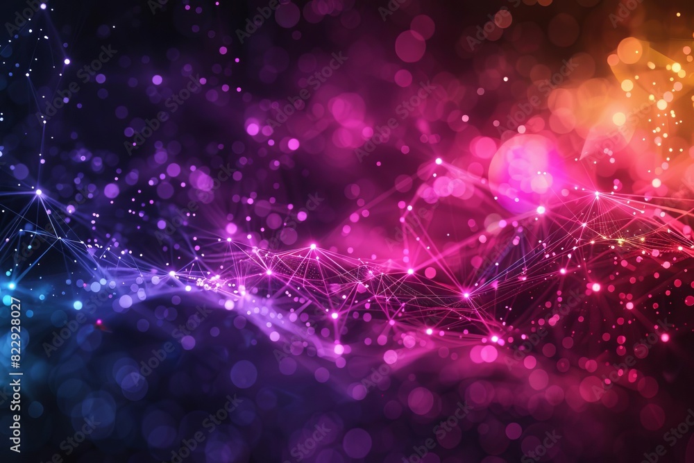 Poster create a colorful abstract background image with a glowing network of interconnected nodes and a vib