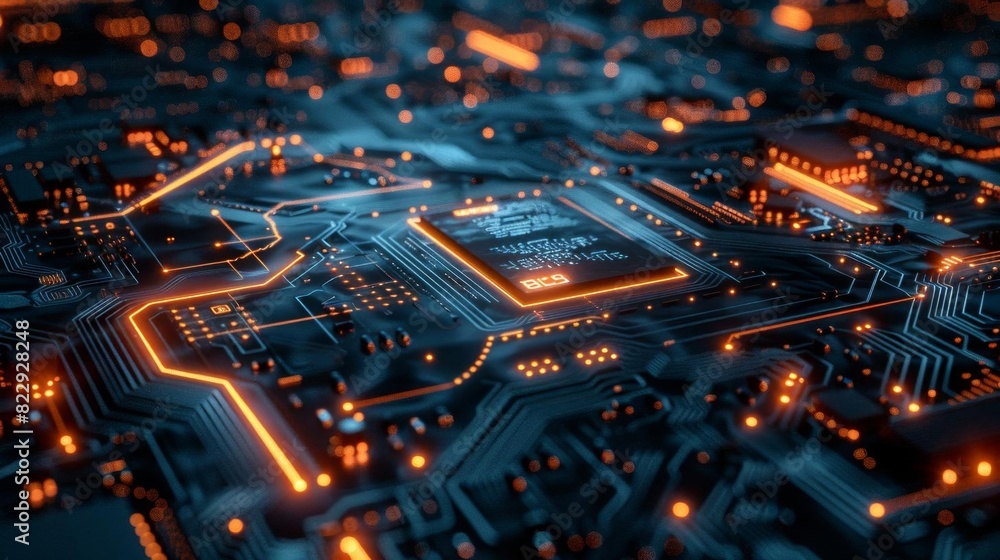 Poster the image shows a close-up of a computer circuit board