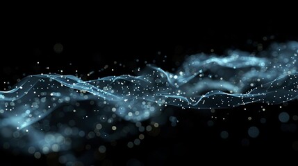 Visualize a glowing blue wave of energy flowing through a dark void