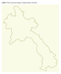 Laos plain country map. High Details. Outline style. Shape of Laos. Vector illustration.