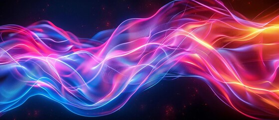 Fototapeta premium Create a digital painting of a glowing, abstract landscape. The colors should be vibrant and saturated. The image should have a sense of movement and energy.