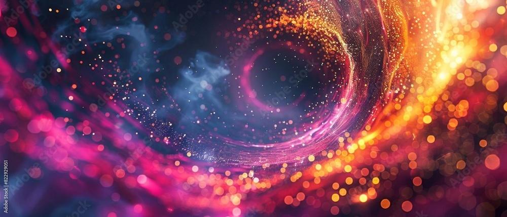 Poster create a mesmerizing digital art piece featuring a vibrant blend of colors and a sense of movement