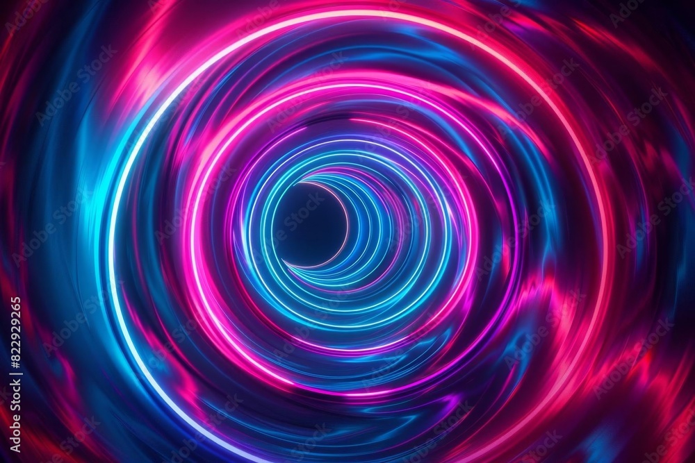 Poster Create a seamless looping animation of a glowing neon tunnel