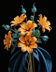 Golden Elegance: A Captivating Bouquet in Dark Gold and Blue