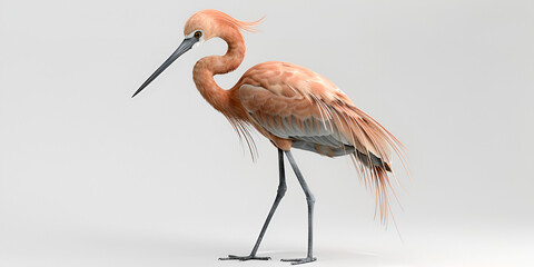Reddish Egret Pink backed pelican isolated on a white background.