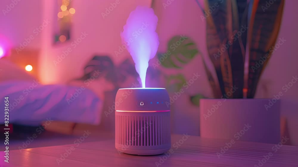 Poster a compact aromatherapy diffuser that releases relaxing scents to help the user destress and fall asl