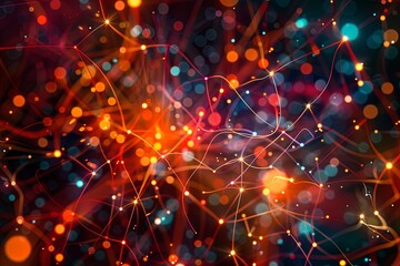 Obraz premium Deep Learning as a specialized form of machine learning that uses neural networks to analyze and extract patterns from large datasets