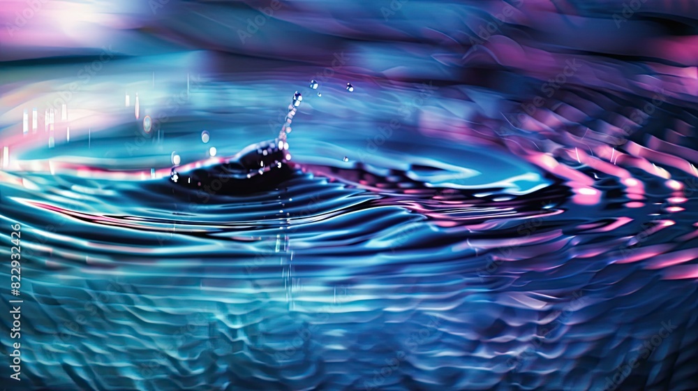 Poster abstract image of light waves refracting through water, alongside sound waves represented by dynamic