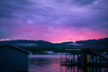 sunset over the lake