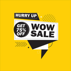 Wow Sale Store Banner Vector Element