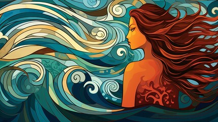 Fototapeta premium Chibistyle sea scene, vivid colors in a playful, cartoony digital art.