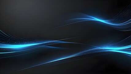 Dark grey black abstract background with blue glowing lines design for social media post, business, advertising event. Modern technology innovation concept background