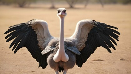 An Ostrich With Its Wings Folded Back In Rest Upscaled 5