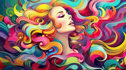 Chibistyle art with wavy lines, vivid colors in a cartoony, stylized digital format.