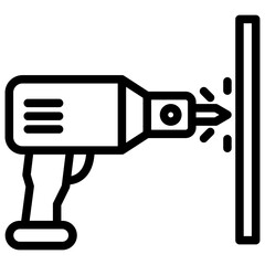 Drill Machine black outline icon, 