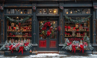 Naklejka premium Christmas storefront windows