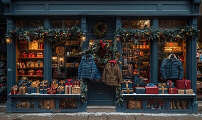 Fototapeta premium Christmas storefront windows