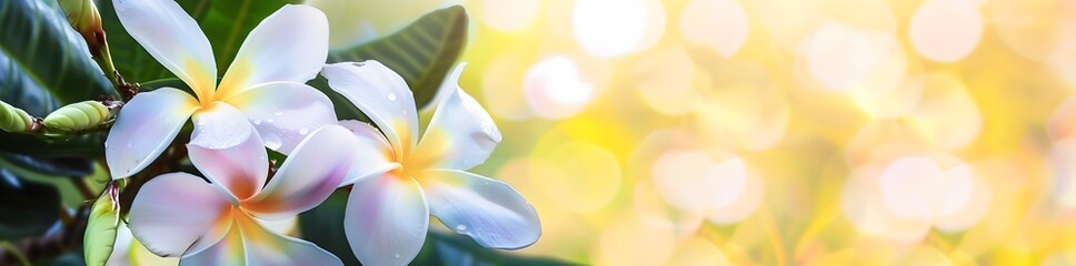 Beautiful Frangipani Flowers on Blurred Background