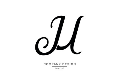 Obraz premium JU, UJ Abstract Letters Logo Monogram Design Font icon Vector Initials