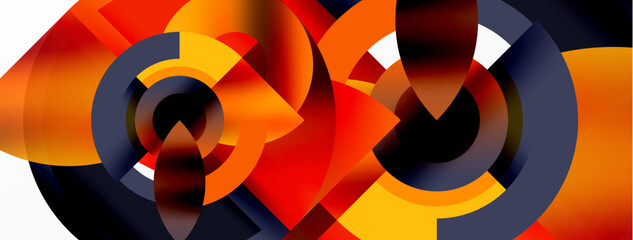 Obraz premium Round elements and circles geometric minimal composition background. Vector Illustration For Wallpaper, Banner, Background, Card, Book Illustration, landing page