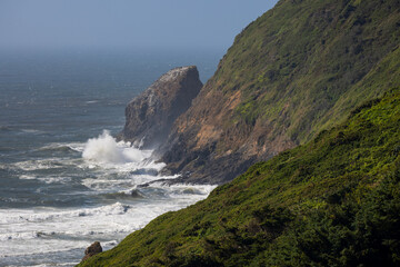 Aerial view of Scenic Pacific coast in Oregon in summer time.