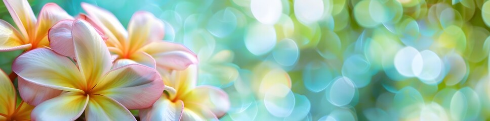Fototapeta premium Beautiful Frangipani Flowers with Blurred Background