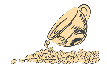 Coffee cup, coffee bean