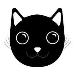 A simple flat cute Halloween black cat head