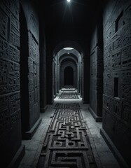Tombstone Maze: Eerie Depths in Monochrome