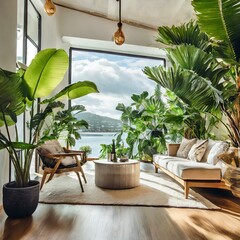 modern living room with plant