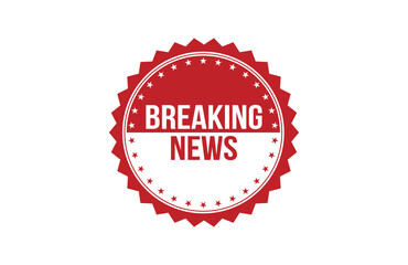 Breaking news red ribbon label banner.