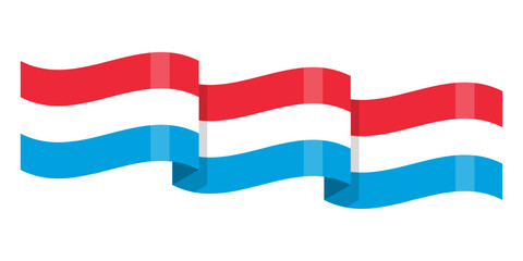 Vector illustration of wavy Luxembourg flag on transparent background