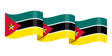 Vector illustration of wavy Mozambique flag on transparent background