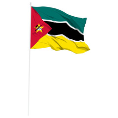 Vector illustration of wavy Mozambique flag on transparent background