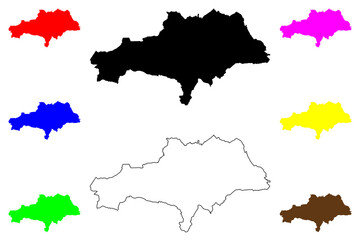 Obraz premium Metropolitan Borough of Barnsley (United Kingdom of Great Britain and Northern Ireland, Metropolitan and ceremonial county South Yorkshire, England) map vector illustration, scribble sketch map