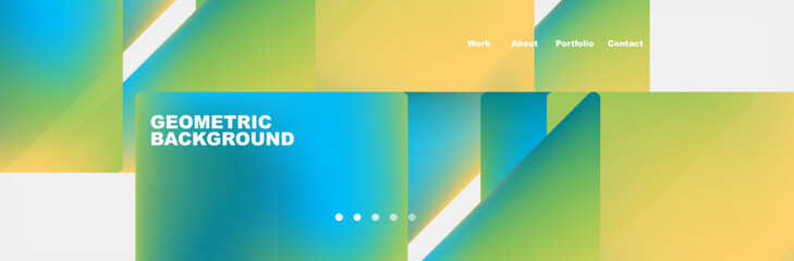 Colorful fluid gradient triangles and squares web site template. Vector Illustration For Wallpaper, Banner, Background, Card, Book Illustration, landing page