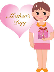 母の日のプレゼントを持つ女の子
