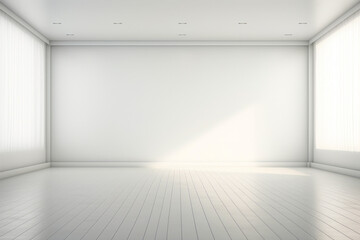 Obraz premium White room with white wall and floor and white floor.