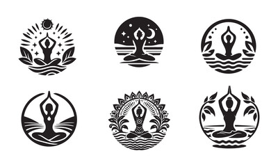 yoga vector logo icon illustration silhouette