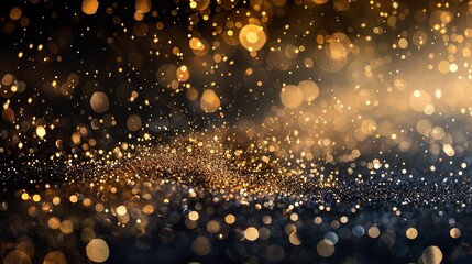 Naklejka premium Black background with gold sparkles and glitter