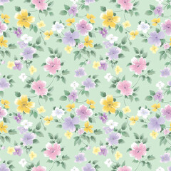 Floral variety color, form natural, seamless fabric pattern.