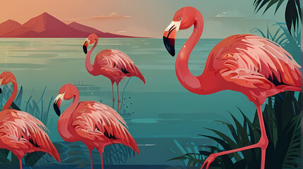 Flamingo Bird Illustration Background