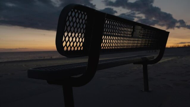 Beach Bench during Solar Weather Warning.