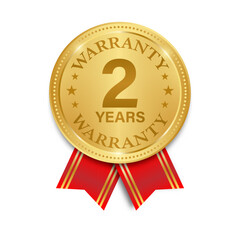 2 Years Warranty. Warranty Sign. Vector Illustration Isolated on White Background. 