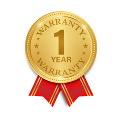1 Year Warranty. Warranty Sign. Vector Illustration Isolated on White Background. 