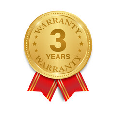 3 Years Warranty. Warranty Sign. Vector Illustration Isolated on White Background. 