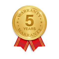 5 Years Warranty. Warranty Sign. Vector Illustration Isolated on White Background. 