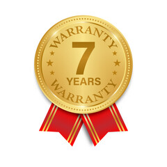 7 Years Warranty. Warranty Sign. Vector Illustration Isolated on White Background. 